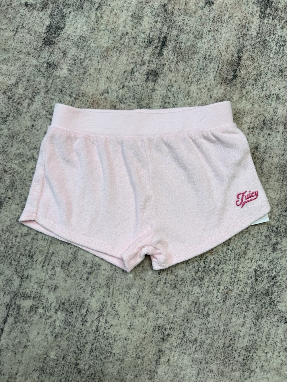 New Juicy Couture Girls Terrycloth Shorts Size 7 Pink Elastic Waist Beach Summer